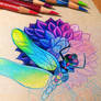 Dragonfly and Dahlia - WIP
