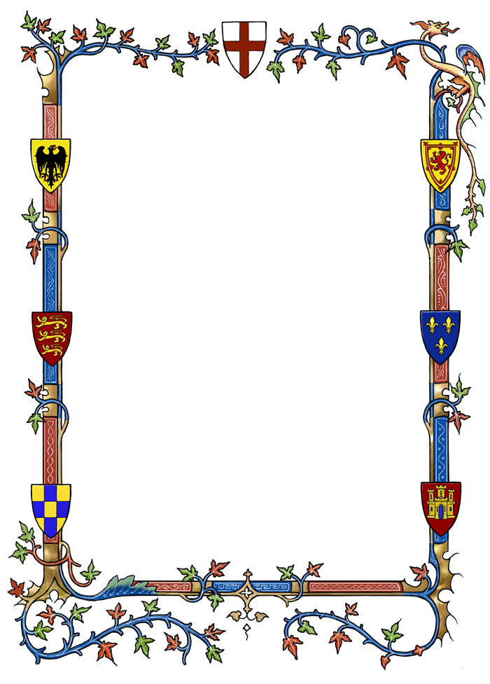 Medieval border with heraldry