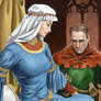 Medieval lady and suitor