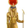 Ra gold statue on white