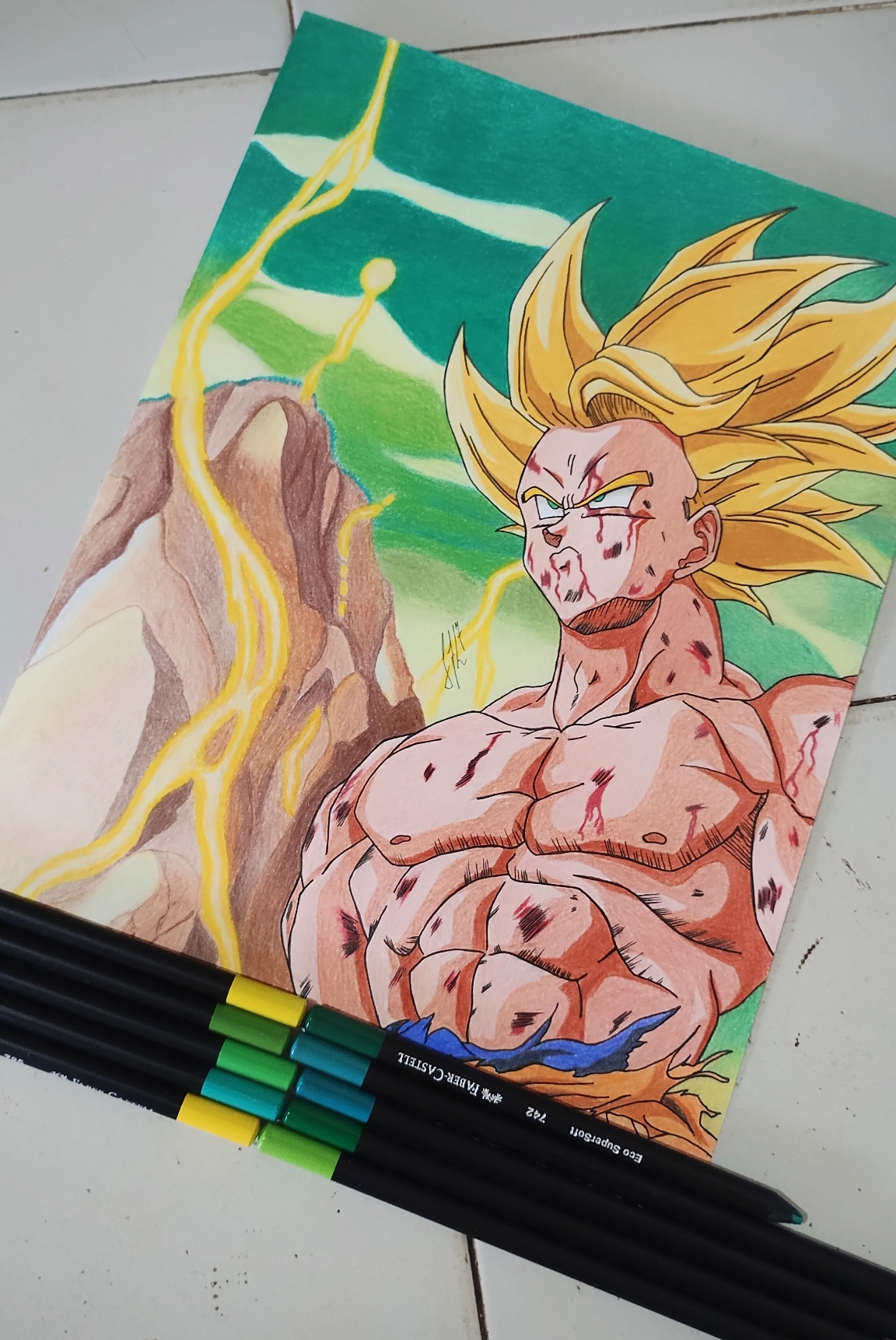 Desenhando Goku SSJ 5 - Speed Drawing Goku SSJ 5 