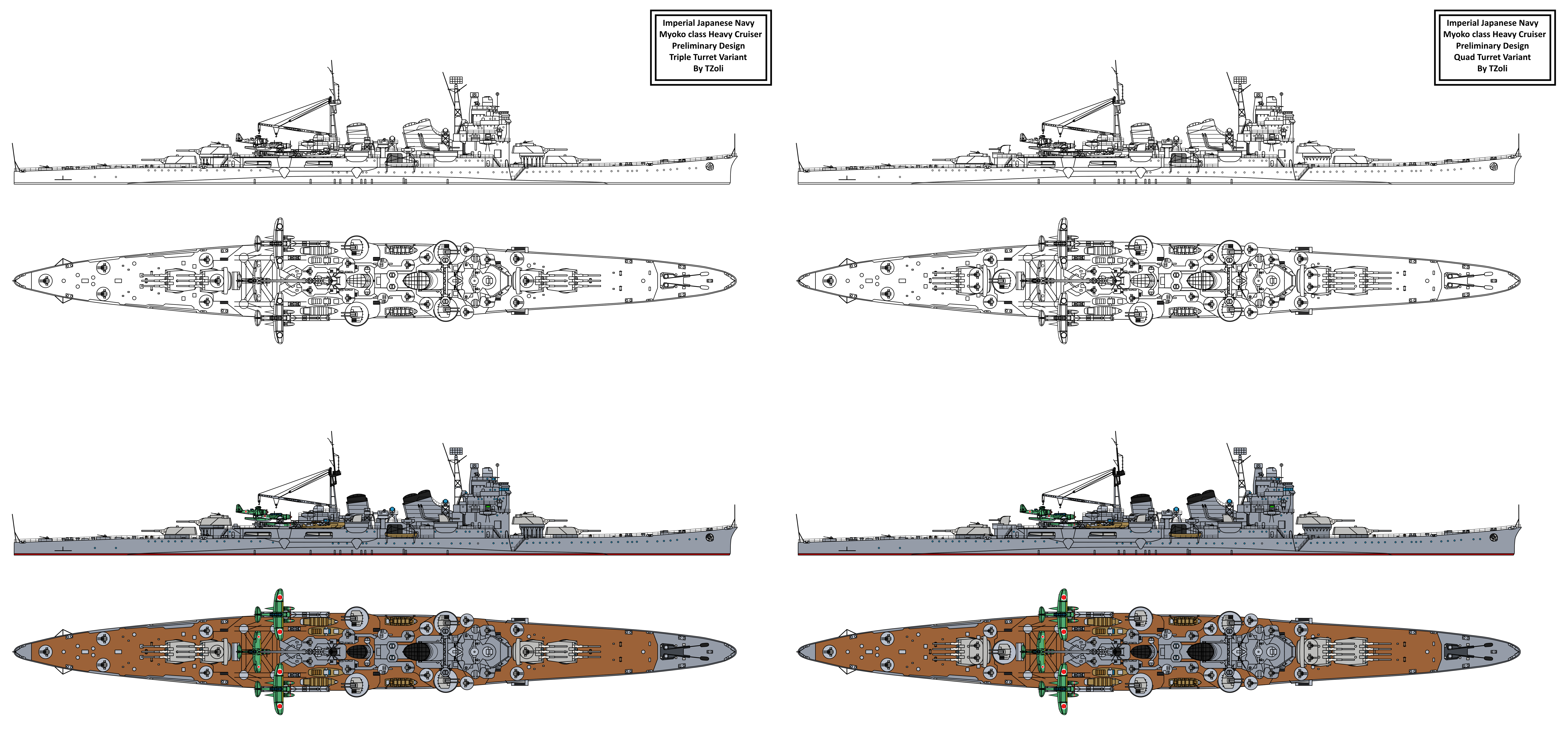 Myoko class heavy cruiser preliminary variants