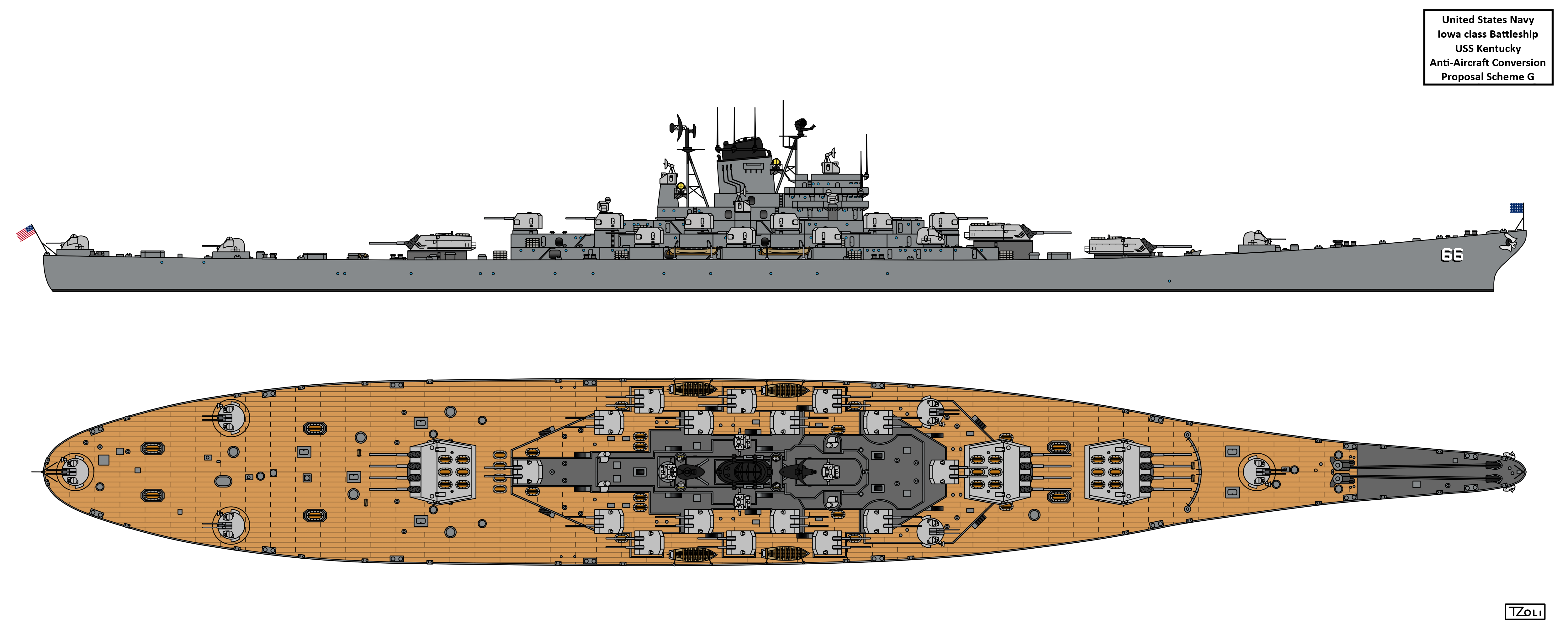 Anti-Aircraft Cruiser-Battleship USS Kentucky by Tzoli