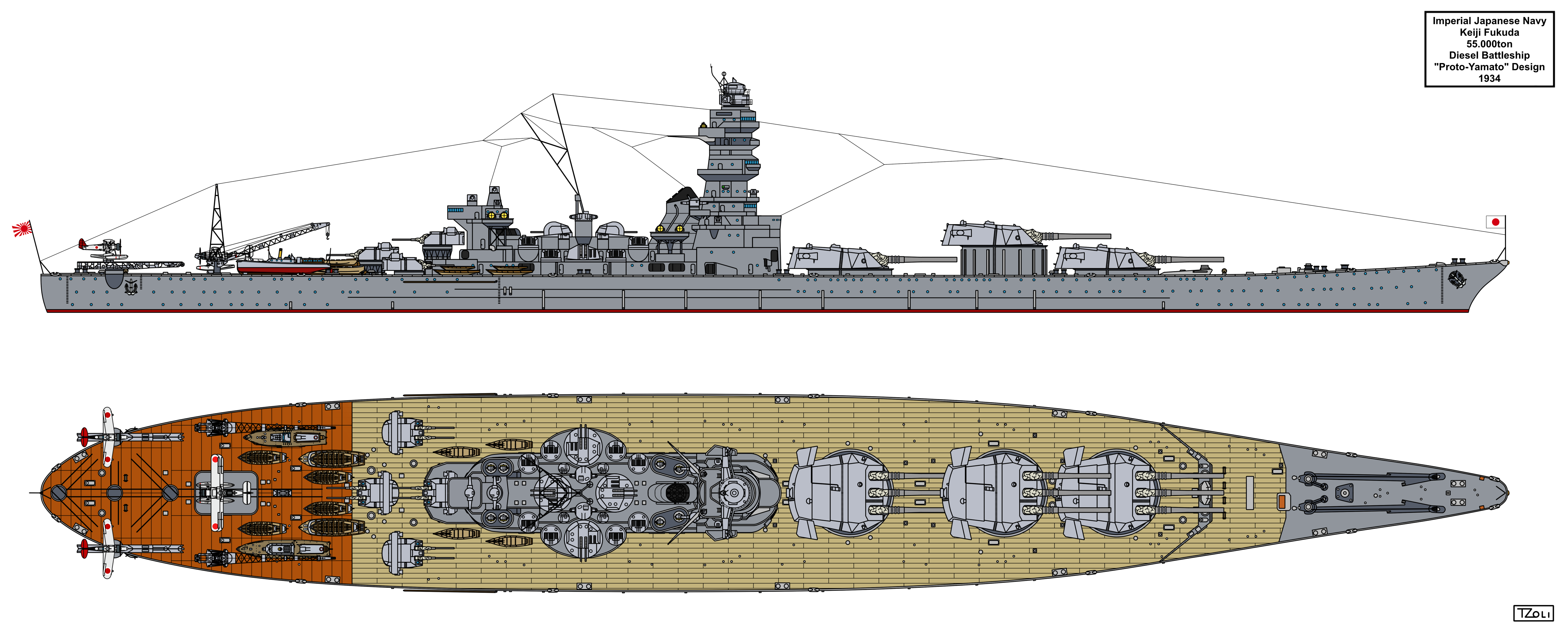 Keiji Fukuda's 55.000ton Battleship Design