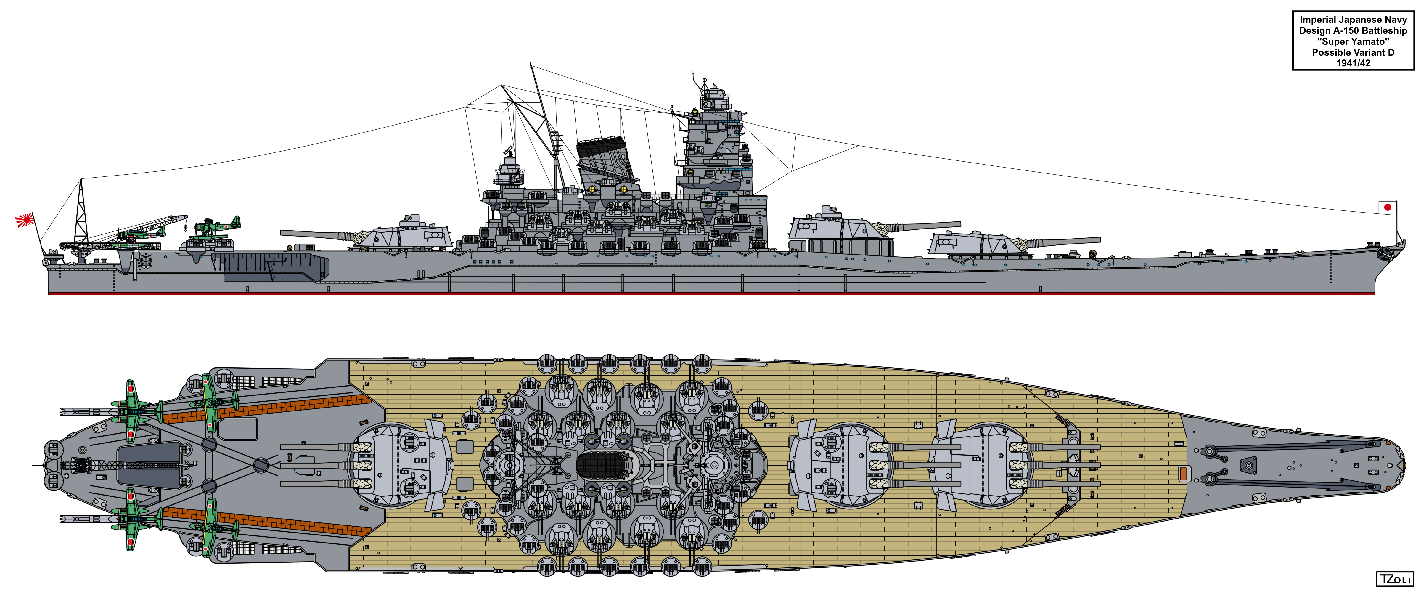 A-150 Super Yamato class possible variant D by Tzoli