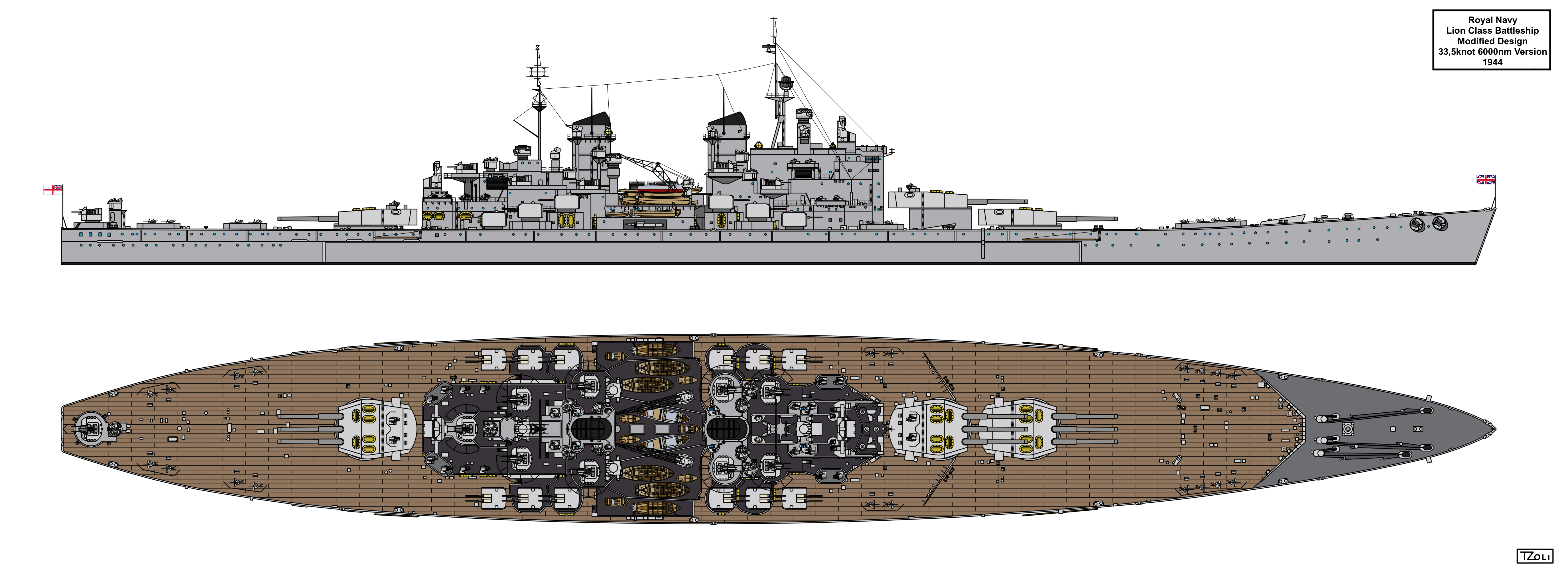 Lion Class Battleship Redesign 1944 Version 4 by Tzoli on DeviantArt