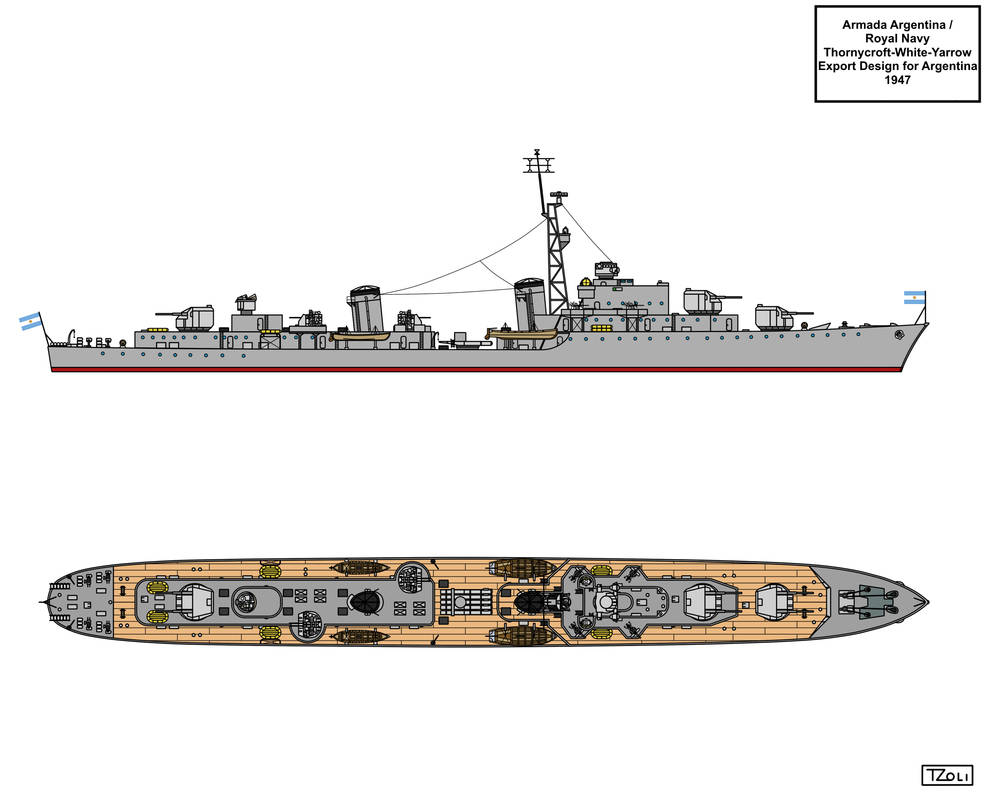 ThornycroftWhiteYarrow Destroyer Design 1947 by Tzoli on DeviantArt