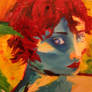 Red-haired blue woman -face-