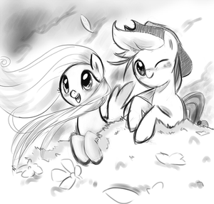 Fluttershy and Applejack Sketch