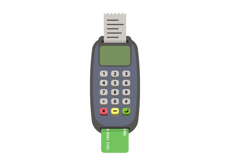 POS Terminal Credit Card Machine Flat Vector