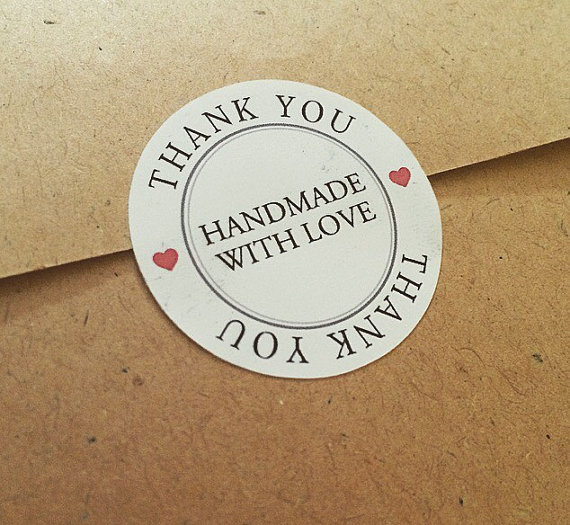 Handmade With Love Thank You stickers