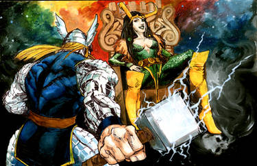 Thor and lady loki at the bifrost