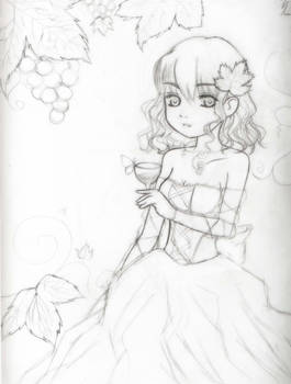 Wine Goddess Lineart