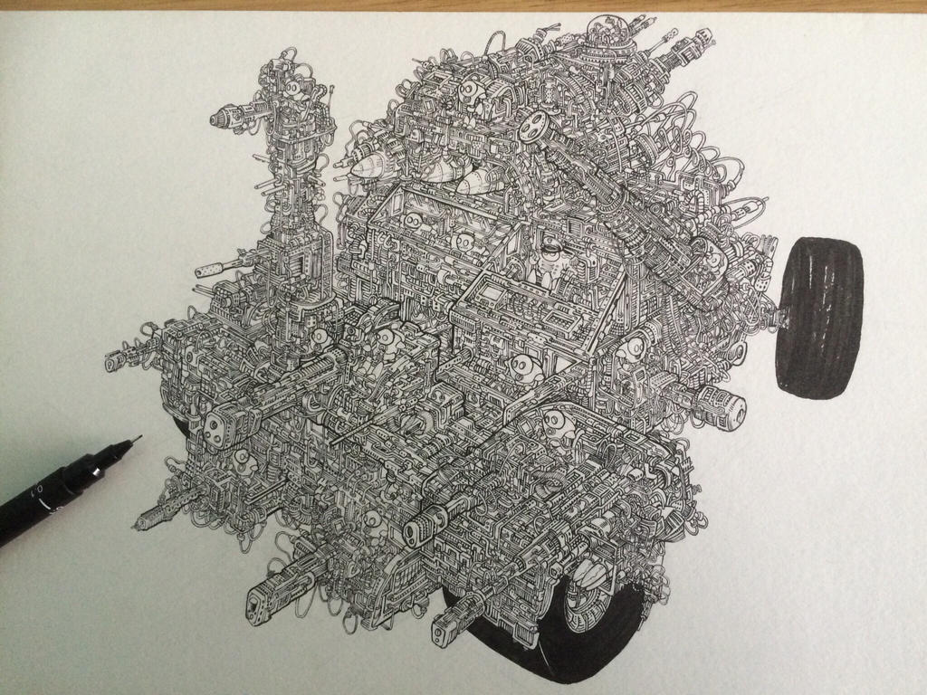 Doom buggy. Ink drawing by mrmarkchilcott on DeviantArt