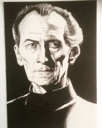 Grand Moff Tarking, ink drawing. 