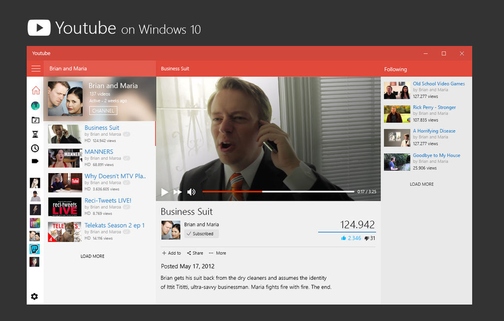 Youtube on Windows 10 - Concept