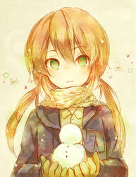 Kirino with a snow man