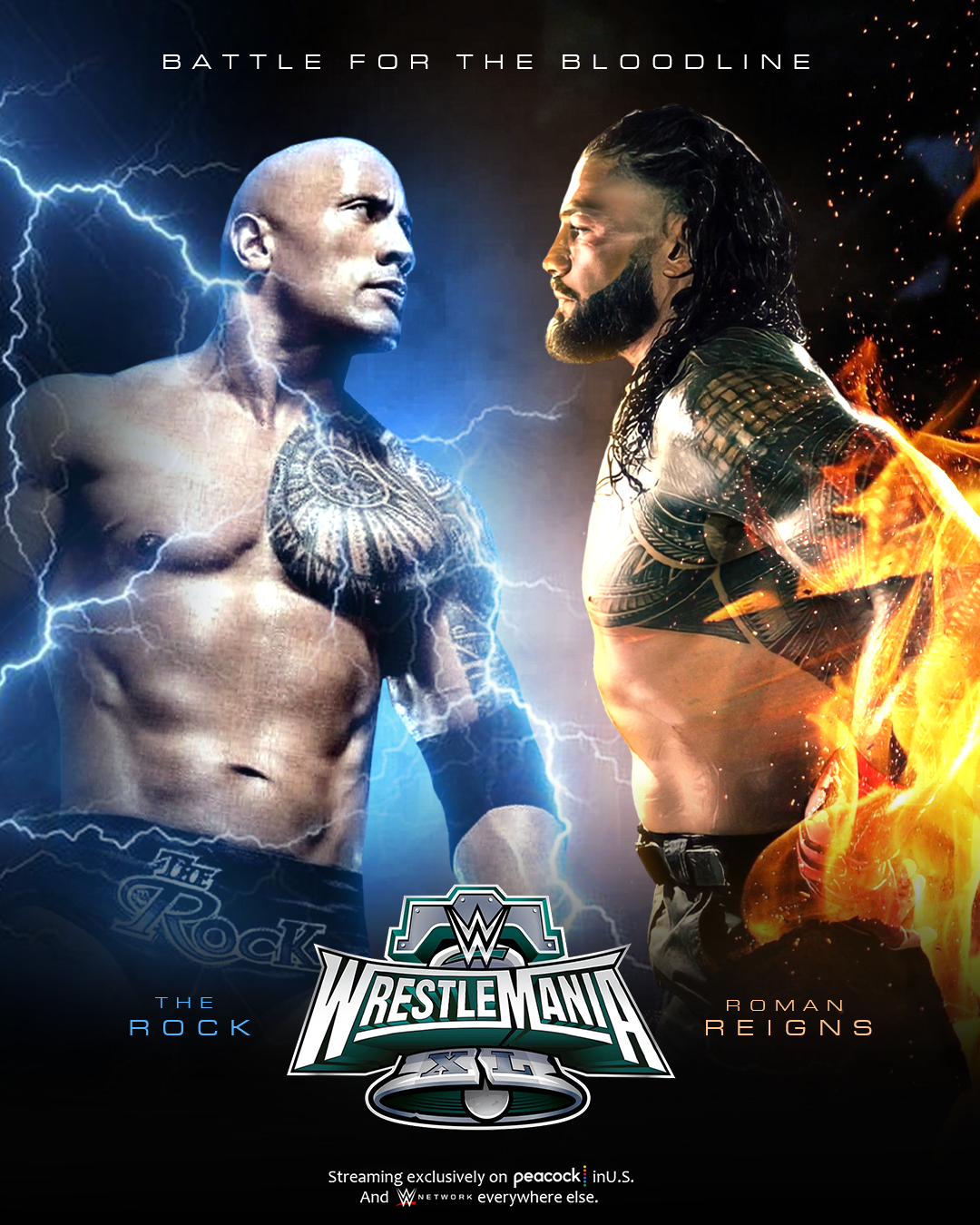 Wrestlemania 40 - Roman Reigns vs The Rock by WWGFX on DeviantArt