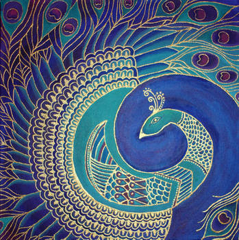 Square Peacock Painting