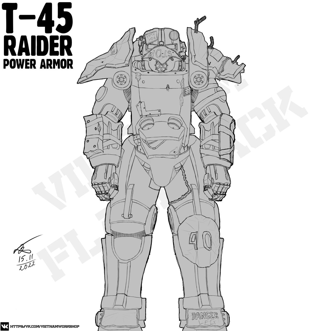 Raider T-45 Power Armor (Comission) by VFlashback on DeviantArt