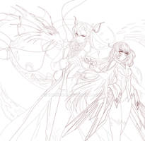 Artemis and Rayne Lineart