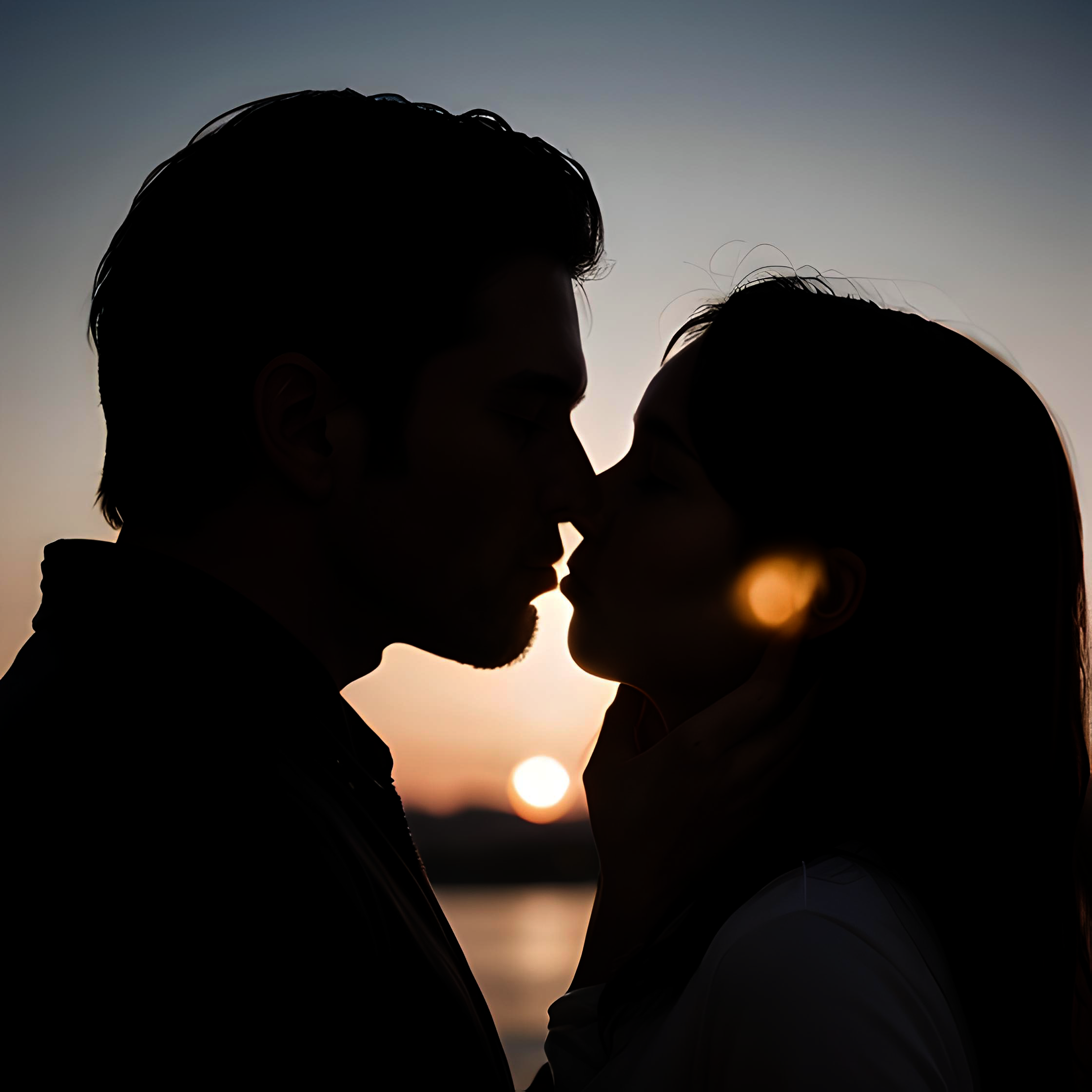 Kissing Couple with Sunset Background by AkenoSenpaii on DeviantArt