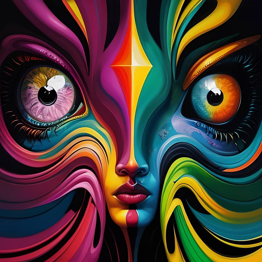 An abstract artwork of a colourful alien face by thebharatiyaartist on ...