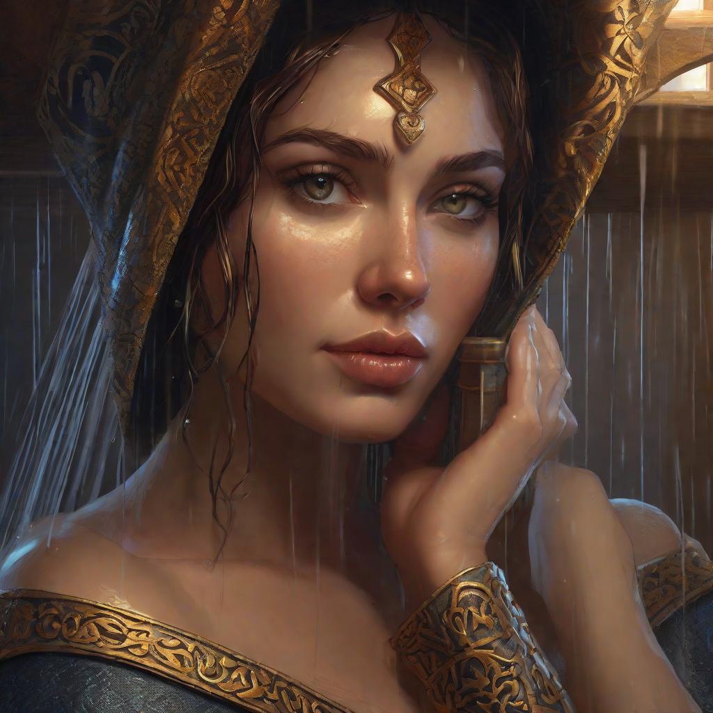 A medieval era portrait of a woman under rain by thebharatiyaartist on ...