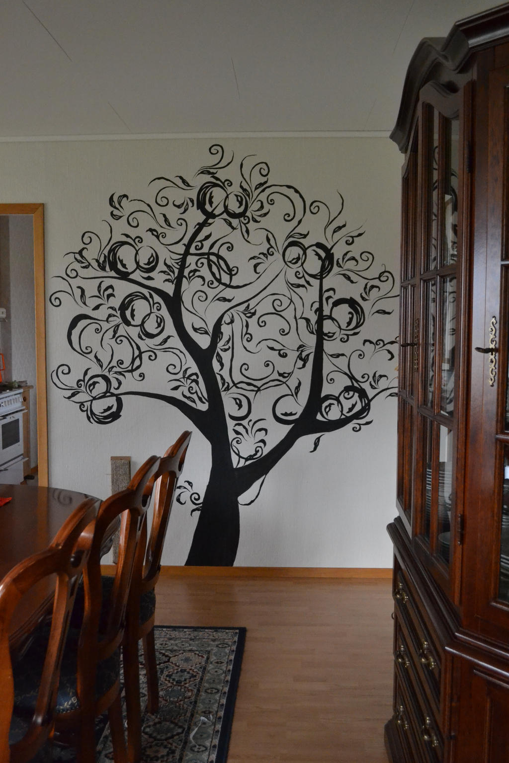 Stylized Apple Tree Branch Embroidery Stylized Apple Tree Branch Embroidery