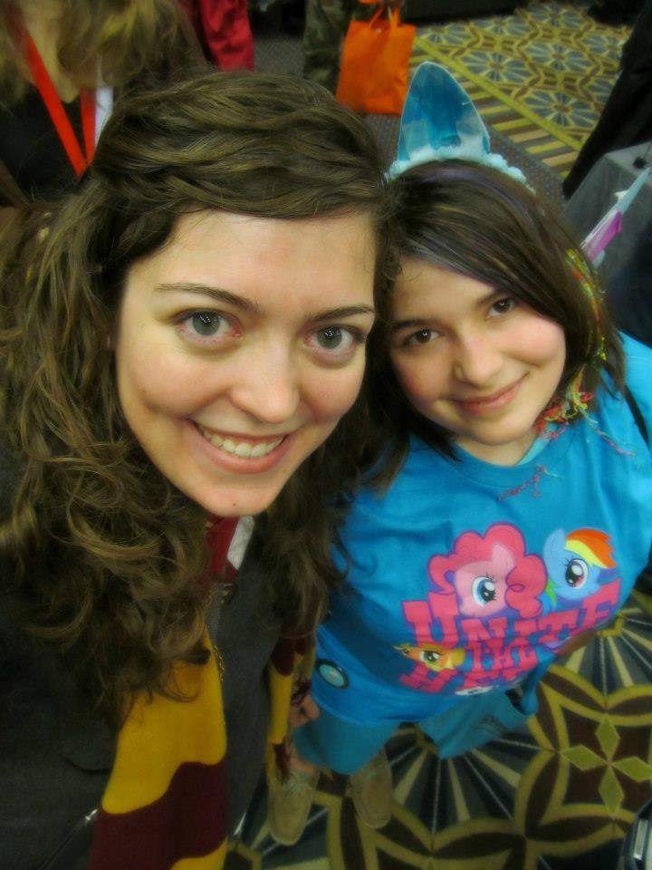 me as Rainbowdash and my sis as Hermionie comicon