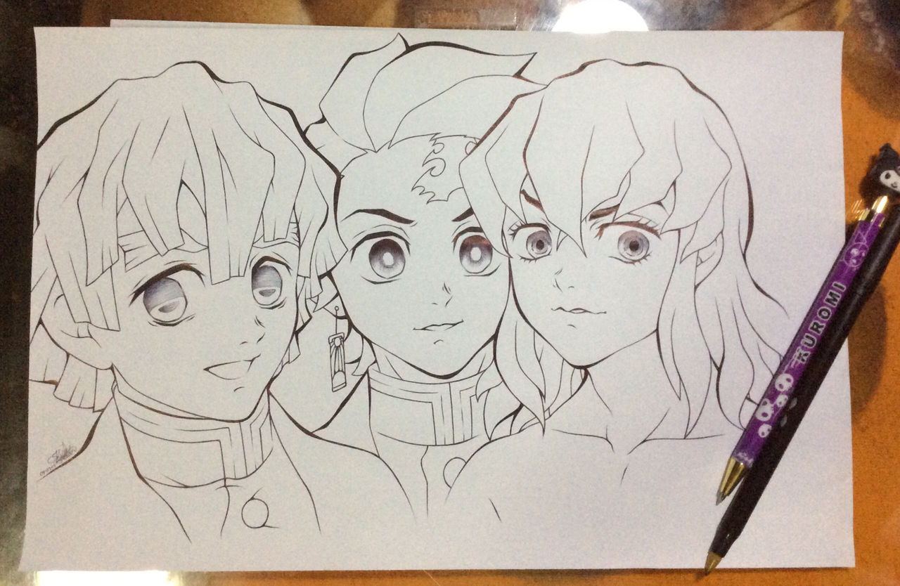 Speed drawing - Tanjiro, Nezuko, Zenitsu, Inosuke, [Demon Slayer] 