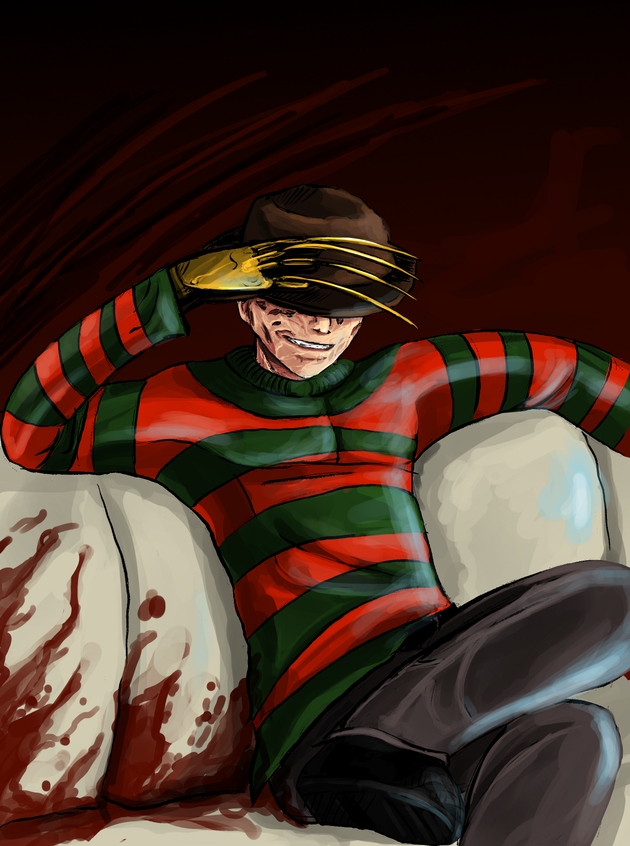 Freddy Krueger watches TV