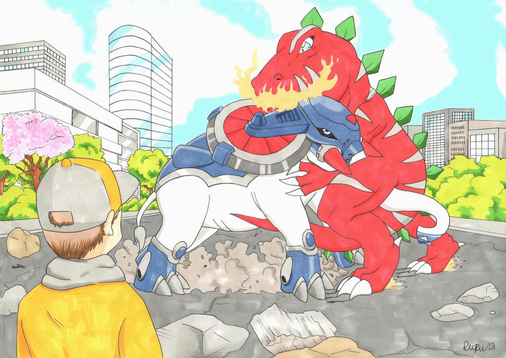 Digimon brawl: Tyrannomon vs Elephantmon by Bronzlelight on DeviantArt