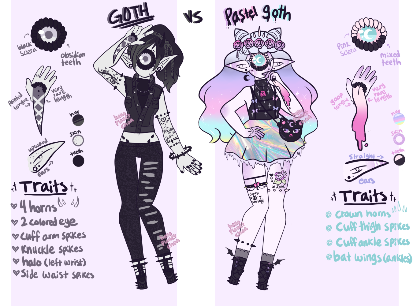 Goth vs Pastel Goth Xyns [pending] by hello-planet-cat on DeviantArt