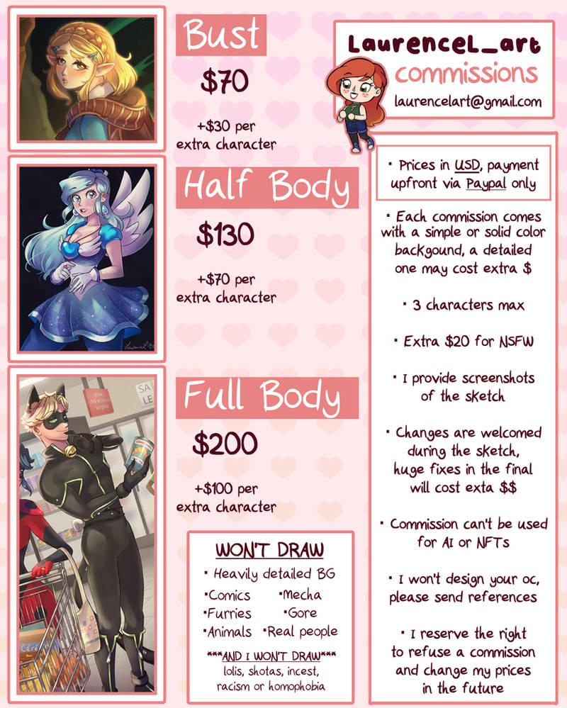 Pinterest Commissions Character Commissions Sheet by LaurenceL-Art on DeviantArt