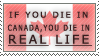 'if you die in canada' stamp