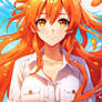 Orange Hair Girl White Shirt