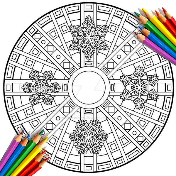 Snowflakes Coloring Book Mandala Page