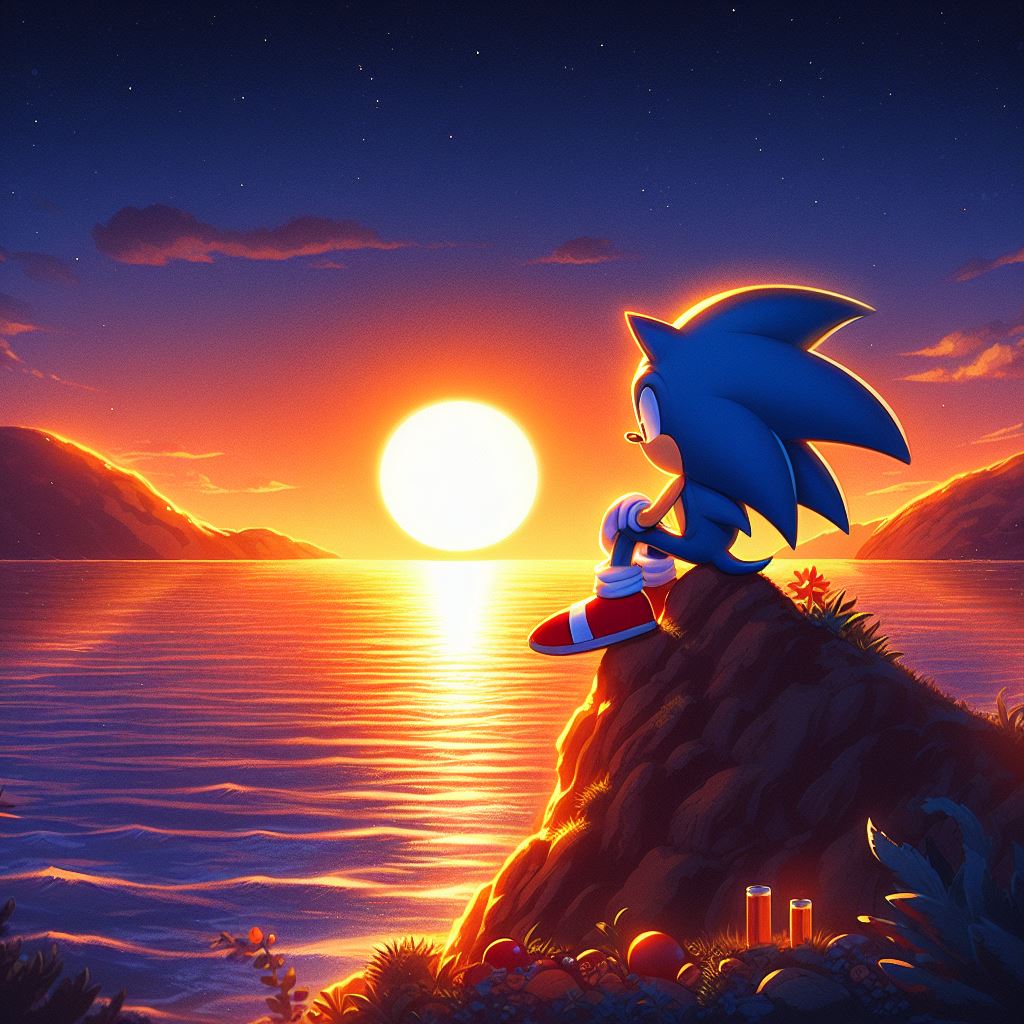 Sonic watching the sun going down by TheDarkShadow1990 on DeviantArt