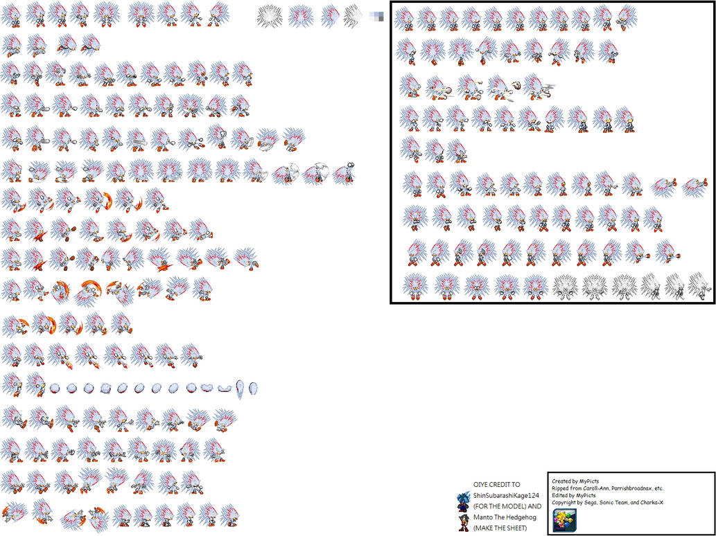 new mega hyper shadic sprite sheet by xaticthehedgehog on