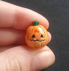 Pumpkin polymer clay miniature