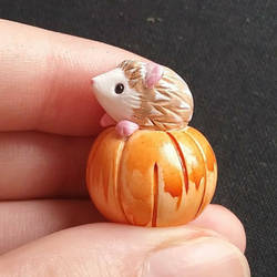 Hedgehog on a pumpkin sculpture 