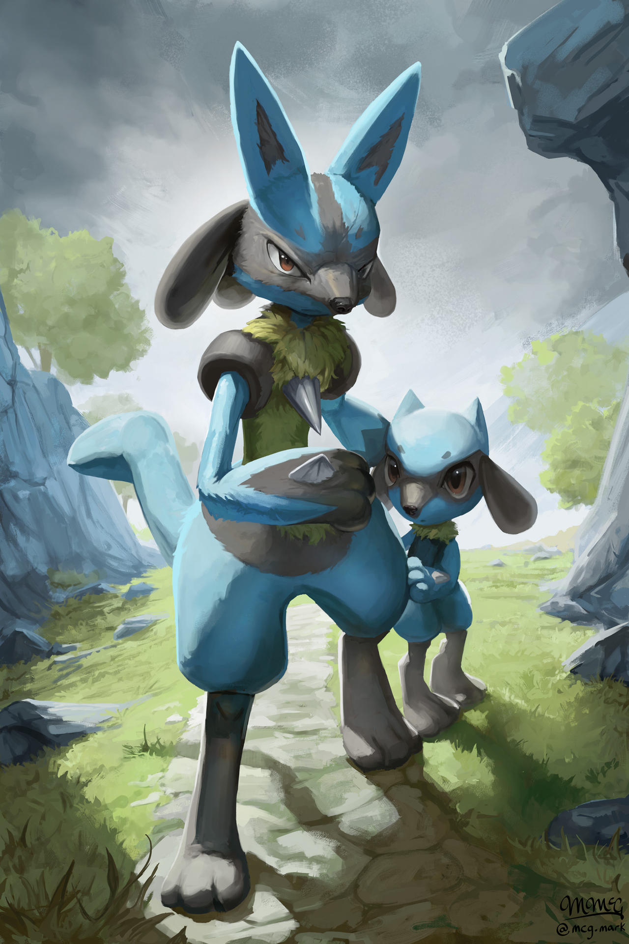 Lucario and Riolu by mcgmark on DeviantArt