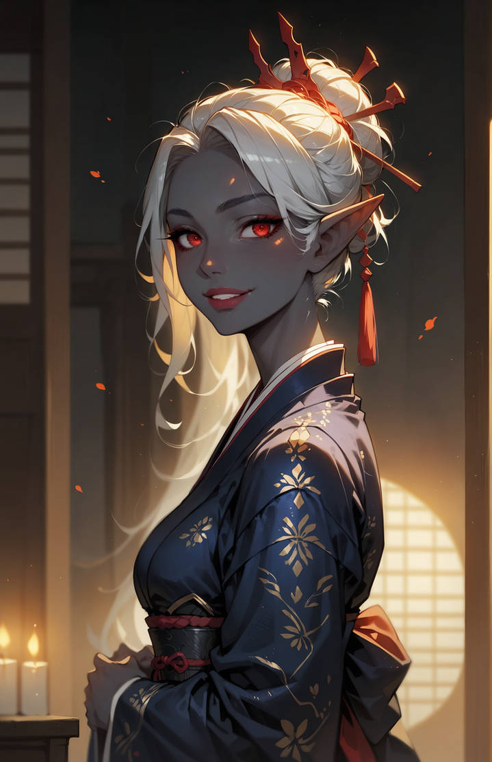 A faint smile from a cute dark elf by Malgosh on DeviantArt