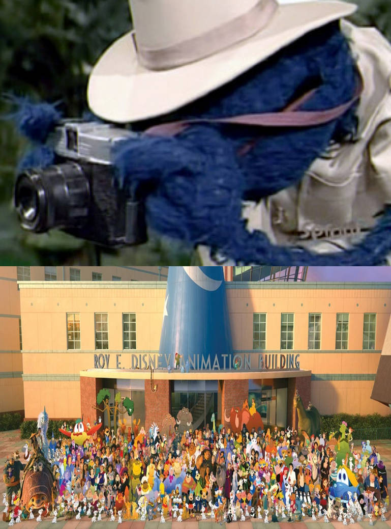 Grover takes a picture of the Disney characters by MaxGoudiss on DeviantArt