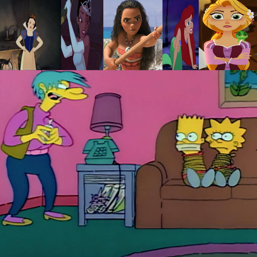 Simpson Characters Rescue 5 Disney Princesses Rescue Bart And Lisa Simpson by MaxGoudiss on ...