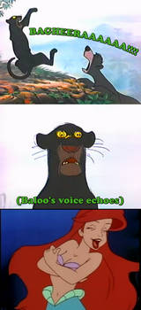 Baloo yelling at Bagheera makes Ariel laugh