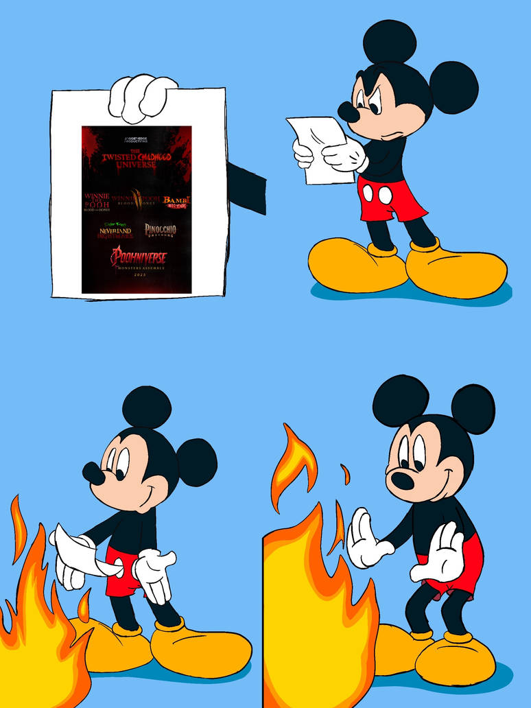 Mickey Mouse burns The Twisted Childhood Universe by MaxGoudiss on