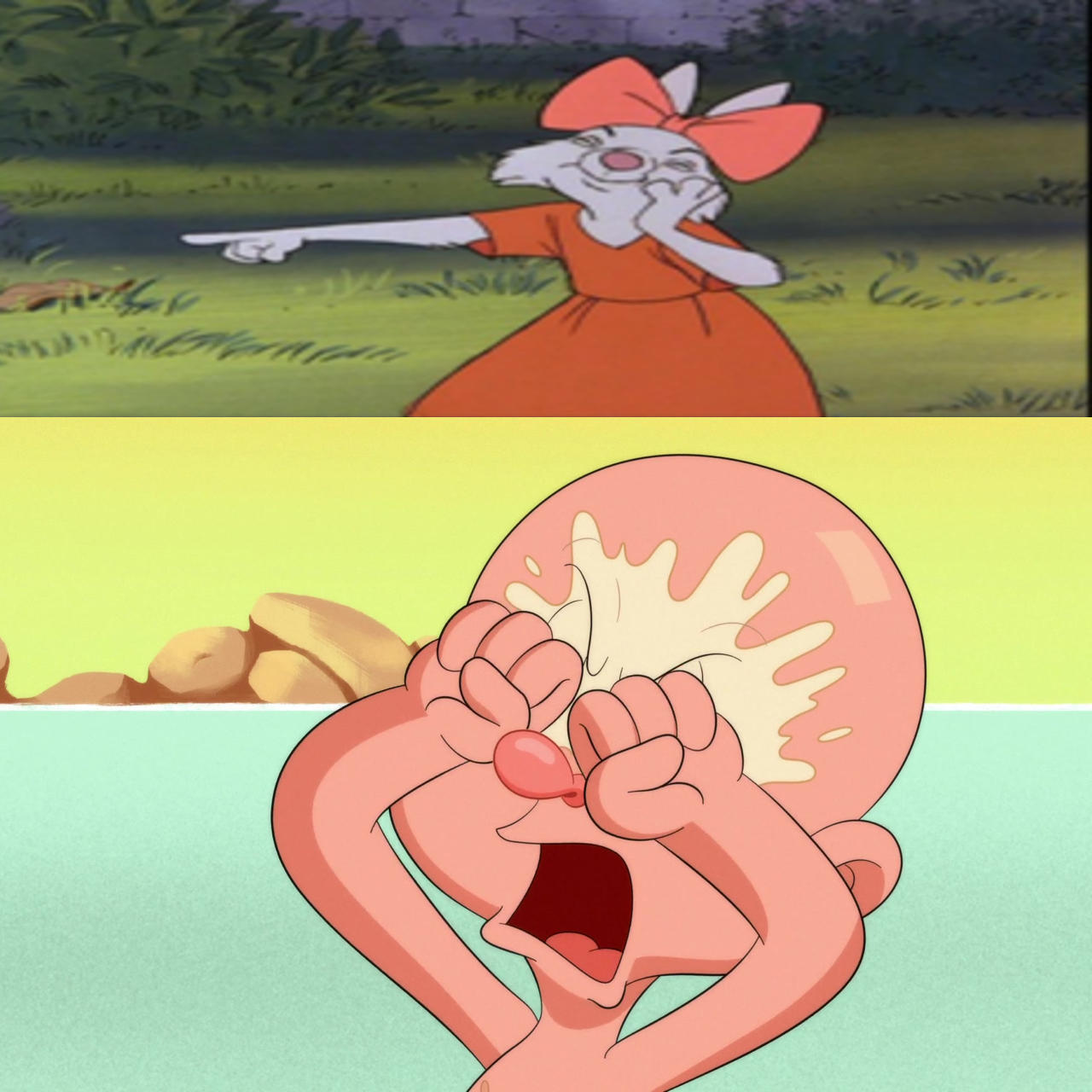 The Rabbit Laughs Sis Rabbit laugh at Elmer Fudd's eyes in sunscreen by MaxGoudiss on ...