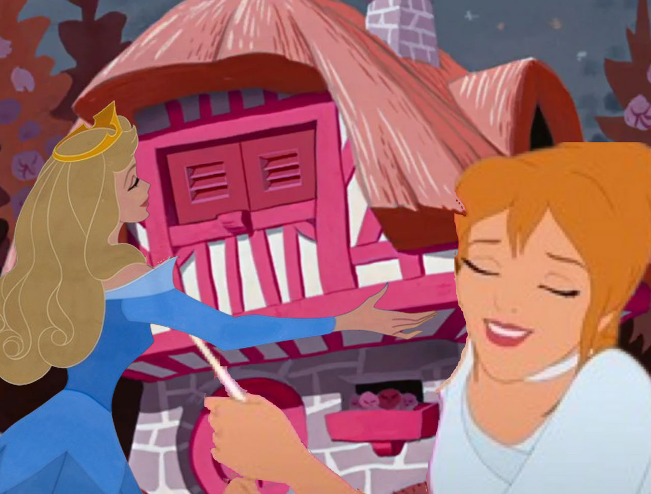 Cinderella And Aurora Hugging White Rabbit s House By MaxGoudiss On cinderella-and-aurora-hugging-white-rabbit-s-house-by-maxgoudiss-on